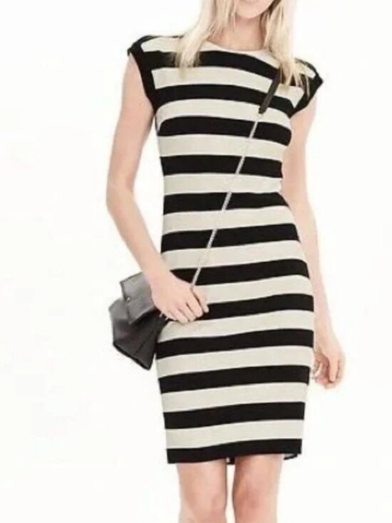 Banana Republic Dresses & Skirts - Banana Republic Rugby Stripe Ponte Cap Sleeve Sheath Dress, size 2
